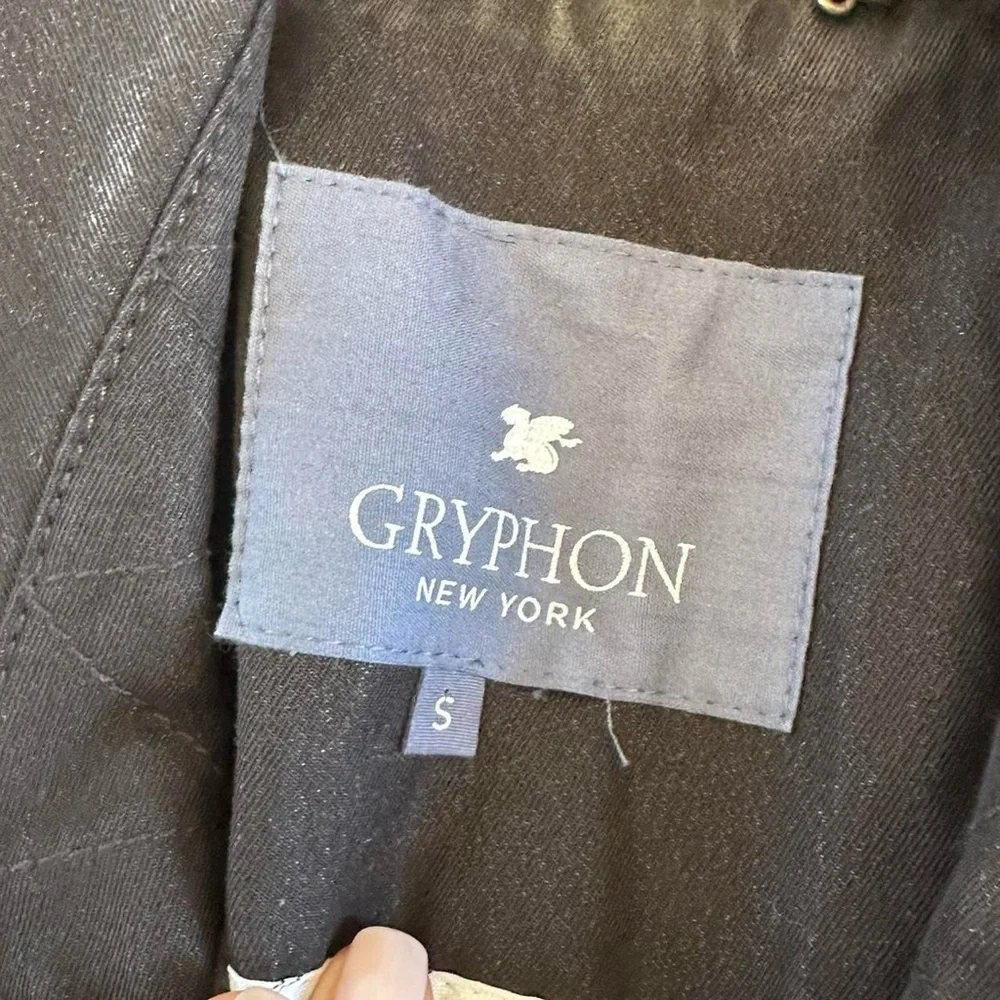 Gryphon Black Trench Coat with Grey Knit Sleeves - Picture 2 of 3
